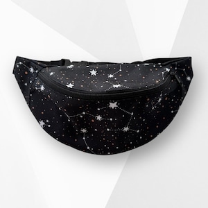 Sac banane constellation, sac banane noir de festival, sac banane pour une promenade, sac banane de voyage, sac banane, pochette de vacances, sac banane étoiles