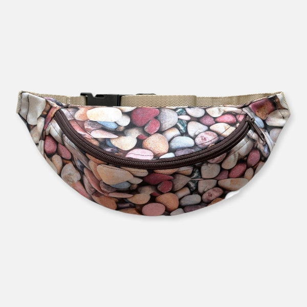 Pebbles fanny pack for kids, Brown grey bum bag for juniors, Stones crossbody hip bag, Kids cute bags, Fanny packs gift, Waist pack, Toy bag