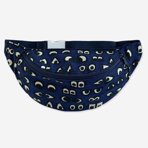 Riñonera que brilla en la oscuridad, riñonera con estampado de ojos, riñonera azul marino para festivales, riñonera cruzada para niños, riñonera de viaje, bolsa para vacaciones