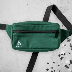 Kerstboomtas, groen en zwart heuptasje, heuptasje met 2 ritsen voor dames, heren, voor kinderen, crossbody heuptasje, katoenen heuptasje