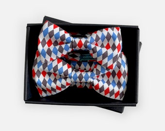 Caro bow ties set, Father and son bow ties,  Dad gift idea, Red blue grey white bow tie, hipster Gift, Set of bow ties, Dad and son