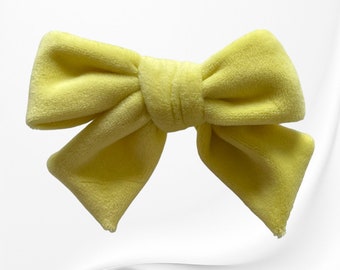 Velvet Yellow Bow Hairclip, Big velvet bow hair, Cute hairclip, Gift for her