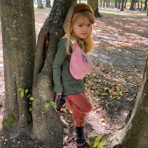 Riñonera de pana rosa con bolsillo, Riñonera para festival, Riñonera para paseo, Riñonera de viaje