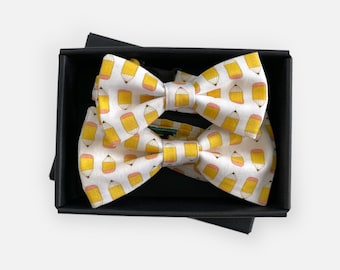 Pencils bow ties set, Father and son bow ties,  Dad gift idea, yellow bow tie, Funny Gift idea, Set of bow ties, Dad and son, Yellow pencils