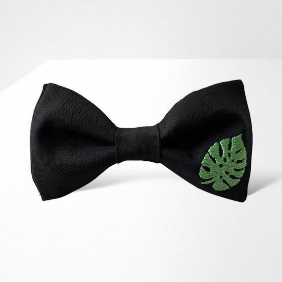 Monstera Blatt bestickte Fliege, Fliege aus Baumwolle, schwarz, fertig  gebunden - Etsy.de