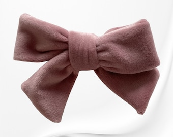 Velvet Pink Bow Hairclip, Big velvet bow hair, Cute hairclip, Gift for her, Dirty pink bow for girls