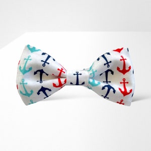 Anchors bow tie, Navy blue red bow tie, Nautical bow tie, Sailing bow tie, Cotton bow tie, Marine gift idea, Gift for him, Beach Wedding