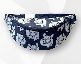 Bulldogs bum bag, Dogs hip bag, Waist bag for a walk, Travel Bum Bag, Pet lovers waist pack, Holiday pouch, Navy blue bumbag