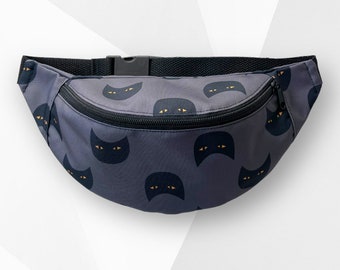 Black Cats bum bag, Cat festival hip bag, Waist bag for a walk, Travel Bum Bag, Money wallet waist pack, Holiday pouch, Kitten meow bumbag