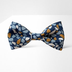 Pebbles bow tie, Navy blue bow tie, Stones bow tie, Cotton bow tie, Father gift idea, Gift for him, Beach Wedding