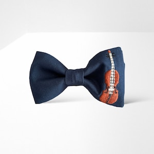 Violin kids bow tie, Music bow tie, Viola lover gift idea, Navy blue bow tie for kids, Musician bow tie for baby, Violinist gift idea
