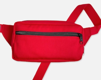 Red and Black Fanny Pack 2 Zipper Hip Bag for Woman for Man - Etsy