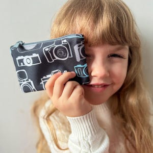 Monedero pequeño para cámaras, Cartera para fotógrafos, Monedero gris ceniza, Monedero pequeño bonito, Monedero pequeño con cremallera, Idea de regalo para amantes de la fotografía