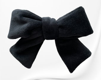 Velvet Ash Dark Gray Bow Hairclip, Big velvet bow hair, Cute hairclip, Gift for her