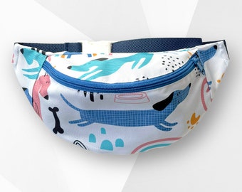 Colorful dogs bum bag, Dogs festival hip bag, Waist bag for a walk, Travel Bum Bag, Holiday pouch, Puppy bumbag