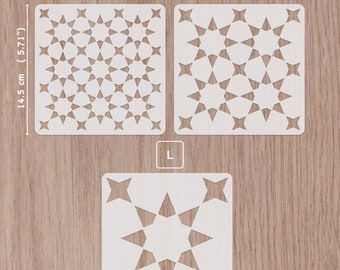 Classic Tile stencil 14.5x 14.5 cm, geometric arabic Islamic pattern