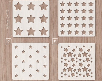 Stars, plastic stencil, reusable, food safe.