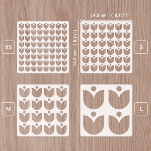 Floral pattern scandinavian flowers stencil 14.5x 14.5 cm