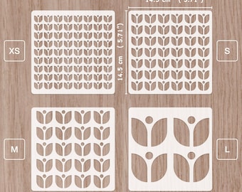 Floral pattern scandinavian flowers stencil 14.5x 14.5 cm