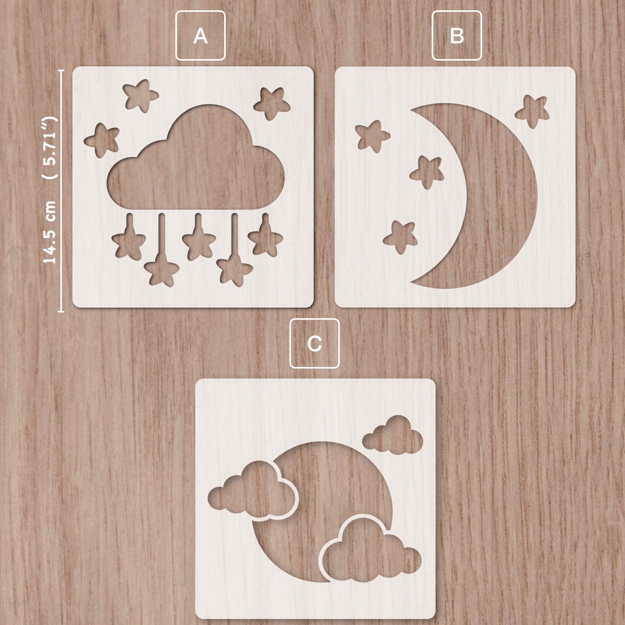 KINDER Wiederverwendbare Kunststoff-Schablonen (5 Stück) // WOLKE – CLOUD #2