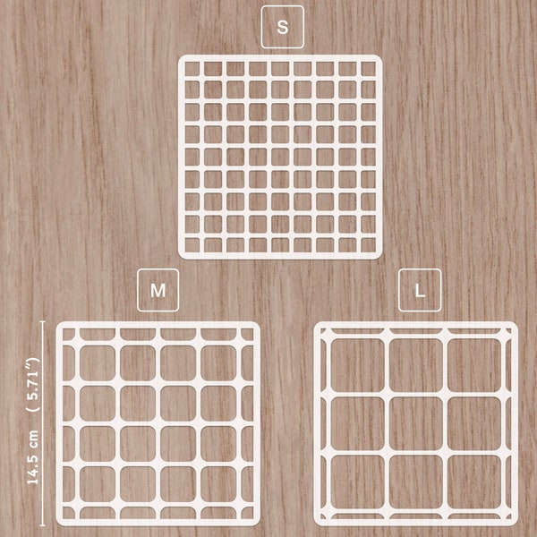 checkered pattern stencil rounded corners, squares stencil, filleted corners square, chequer cell pattern, 14.5 cm craft stencil