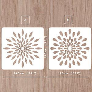 Flower Stencil, Floral Pattern, Reusable Stencil, 14.5 and 9.5 cm