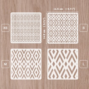 Geometric Pattern Stencil, Diamond Wall Stencil, Repeating Geometric Mylar Stencil, Tribal Pattern, Furniture, Floors & DIY Decor, 14.5 CM
