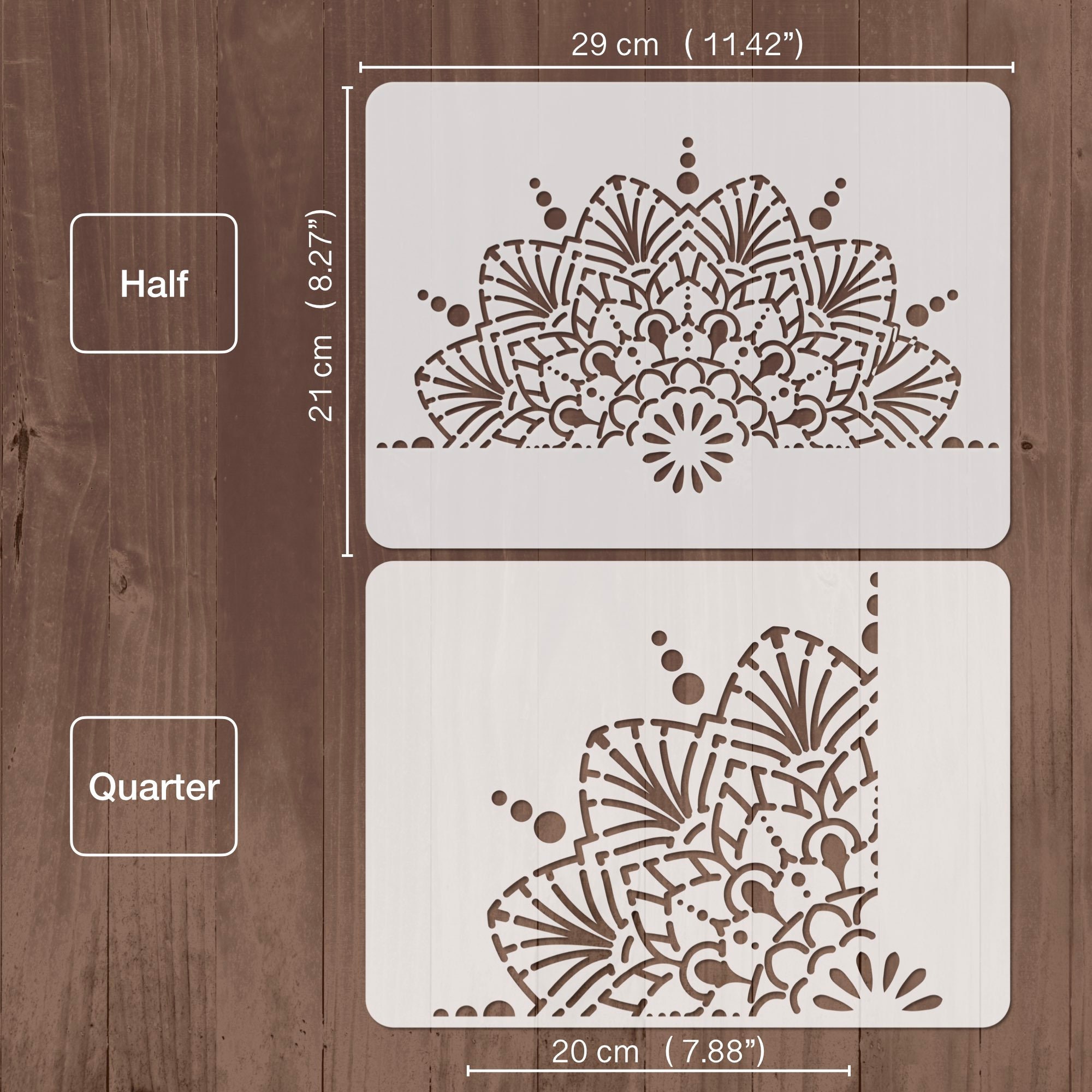 Half Mandala Quarter Mandala Stencil Size Wall Craft Etsy