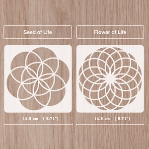 Sacred Geometry stencil, Flower of Life, Seed of Life, 14.5x 14.5 cm