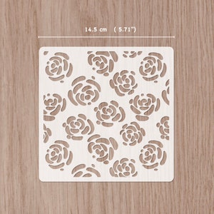 Rose stencil, seamless pattern, hand drawn rose, 14,5 cm, craft stencil, Mylar