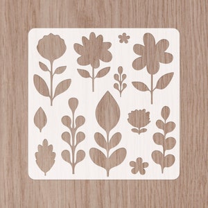Scandinavian flowers stencil 14.5x 14.5 cm, Scandi style