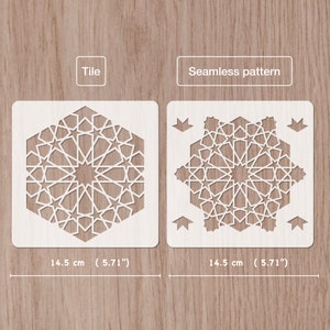 Arabic pattern, Tile stencil 14.5x 14.5 cm, geometric pattern