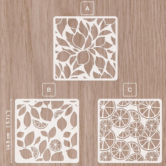 Lemon pattern stencil citrus stencil