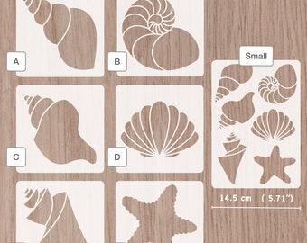 Shell, stencil, Marine decor, craft stencil, sea life,