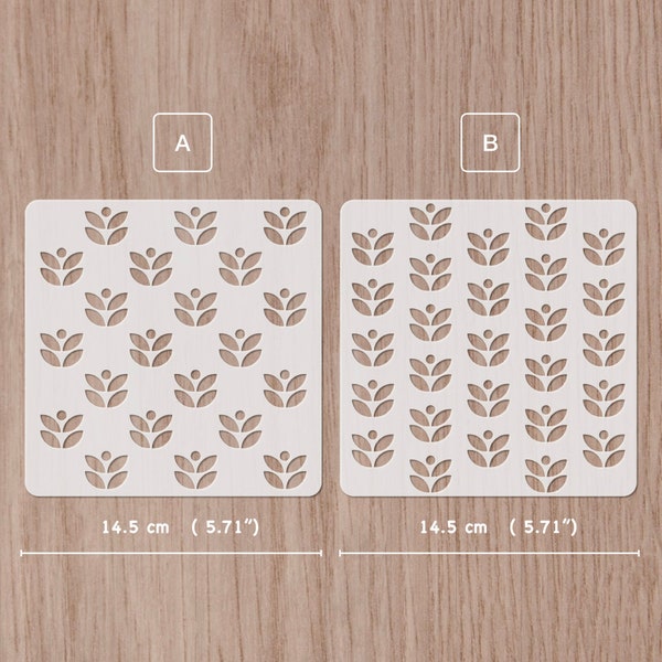 Floral pattern scandinavian flowers stencil 14.5x 14.5 cm