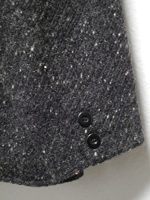 80s vintage jacket M/L gray wool melange red pais… - image 7