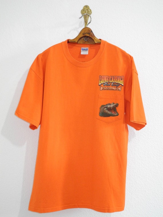 Lone Cabbage 90s Vintage Fish Camp Cocoa FL T-shirt XL Orange