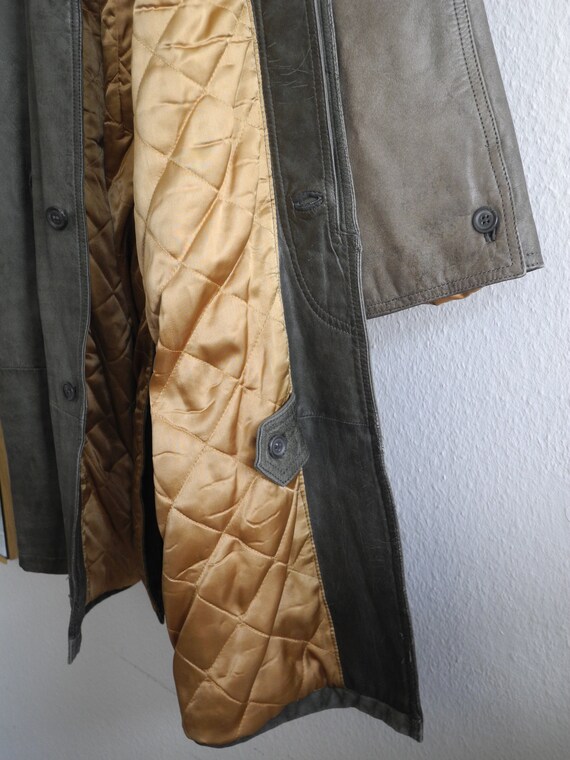 80s/90s Vintage Leather Coat L/XL Grey 