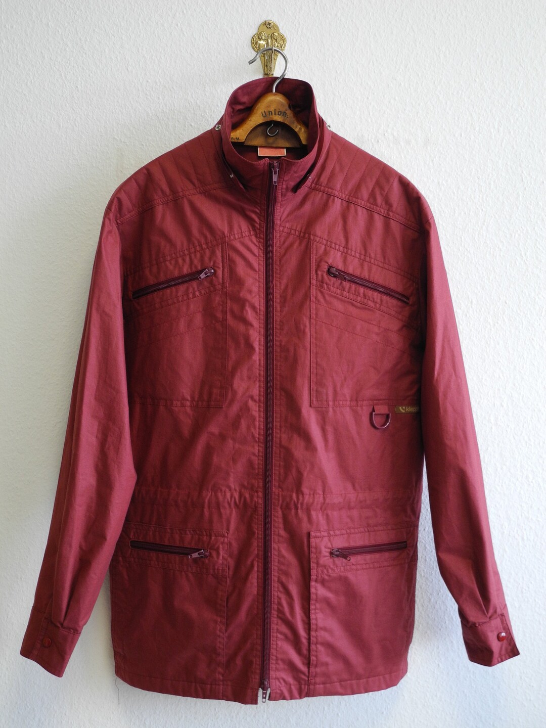 Klepper 70s Vintage Light Utility Jacket M/L Bordeaux Red Etsy