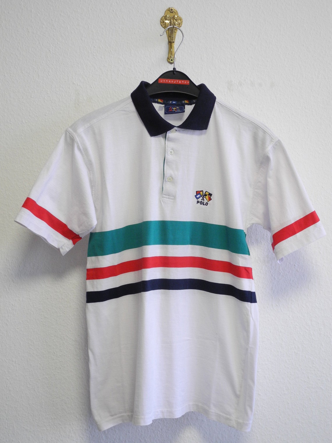 Angelo Muroni Vintage 90s Polo Shirt M/L White Green Blue Red | Etsy