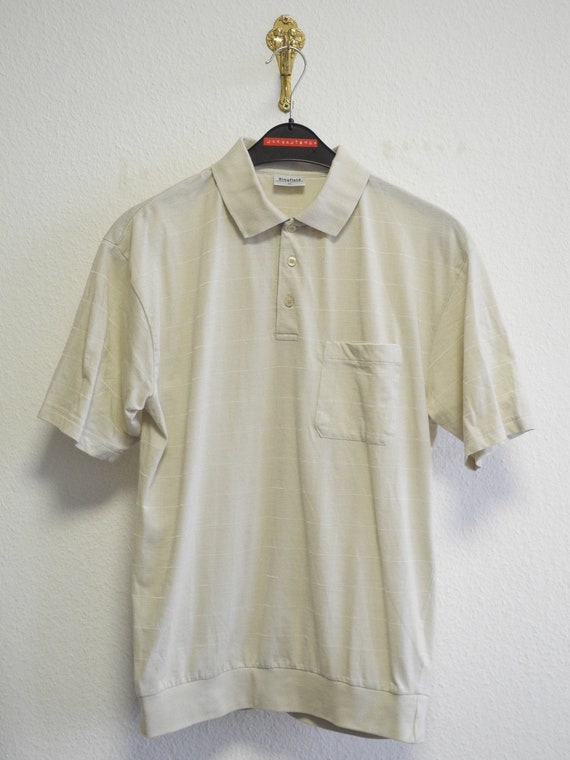 Kingfield Vintage 90s Polo Shirt M/L Beige Kariert Gummi Bund
