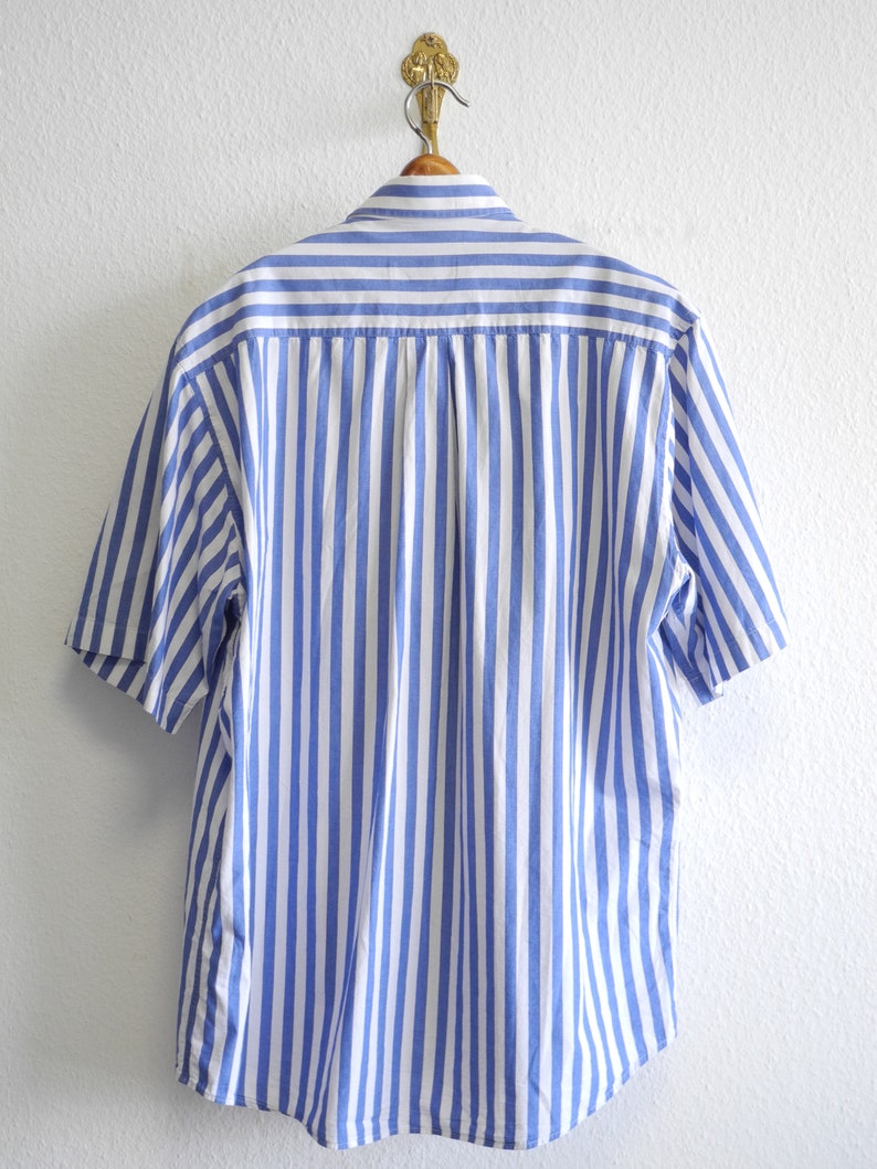 Pohland Vintage Pocket Shirt Maritim LXL Blue White Striped Cotton Button Down Oxford Preppy Popper