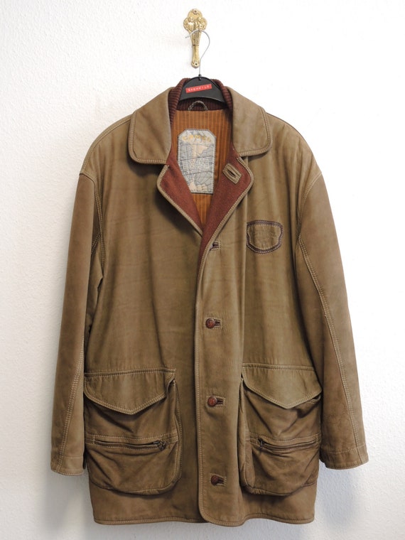 Camel Collection 80s Vintage Leather Jacket L/XL … - image 1