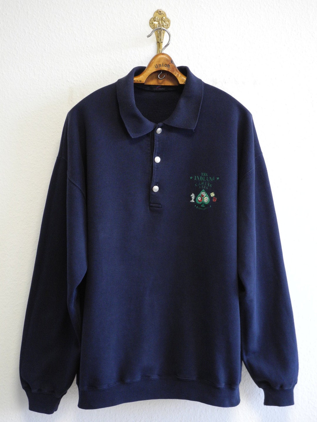 Daniel Hechter Paris L/XL Navy the Indiana Gaming Club Embroidered Vintage  90s Polo Pullover Steel Buttons - Etsy UK