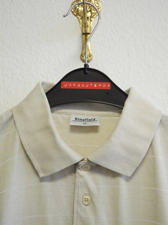 Kingfield Vintage 90s Polo Shirt M/L Beige Kariert Gummi Bund