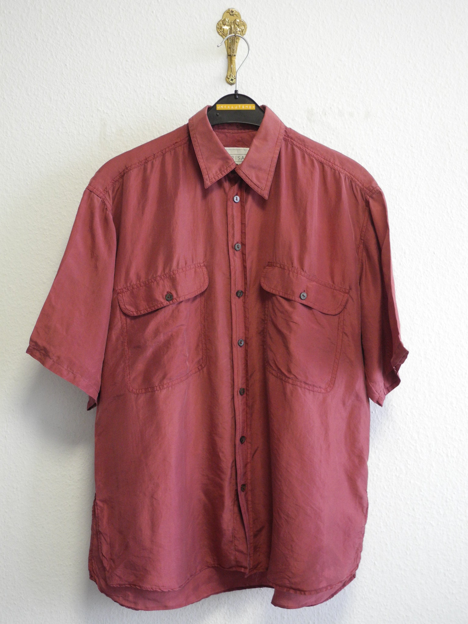 Barisal 90s Vintage Silk Cargo Shirt L 
