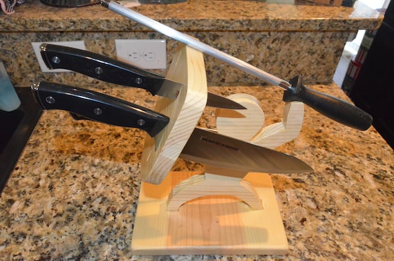 Handmade Ninja Knife Block Pine Ninja Shape Kitchen Knife Block