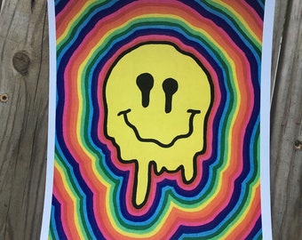 trippy smiley art print