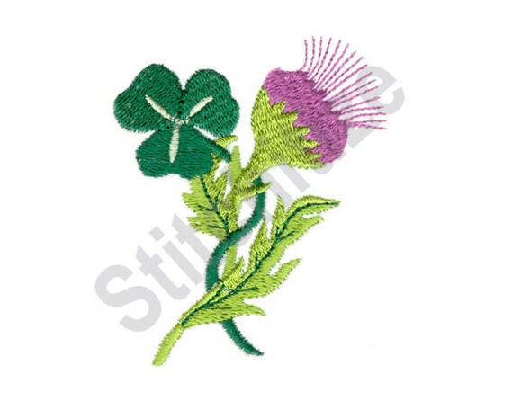 Shamrock And Thistle Machine Embroidery Design Irish | Etsy