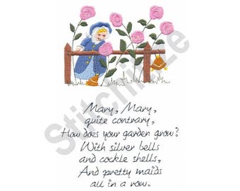 Nursery Rhyme - Machine Embroidery Design, Mary Mary Quite Contrary